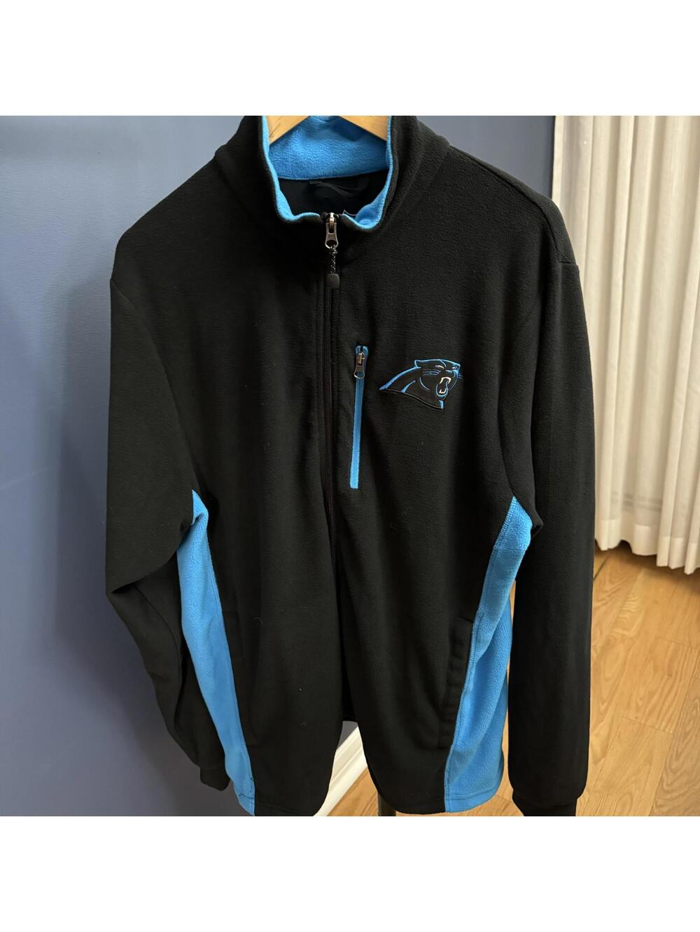 NFL Carolina Panthers Fleece Full Zip, Blue/Black, Mens Large, GIII